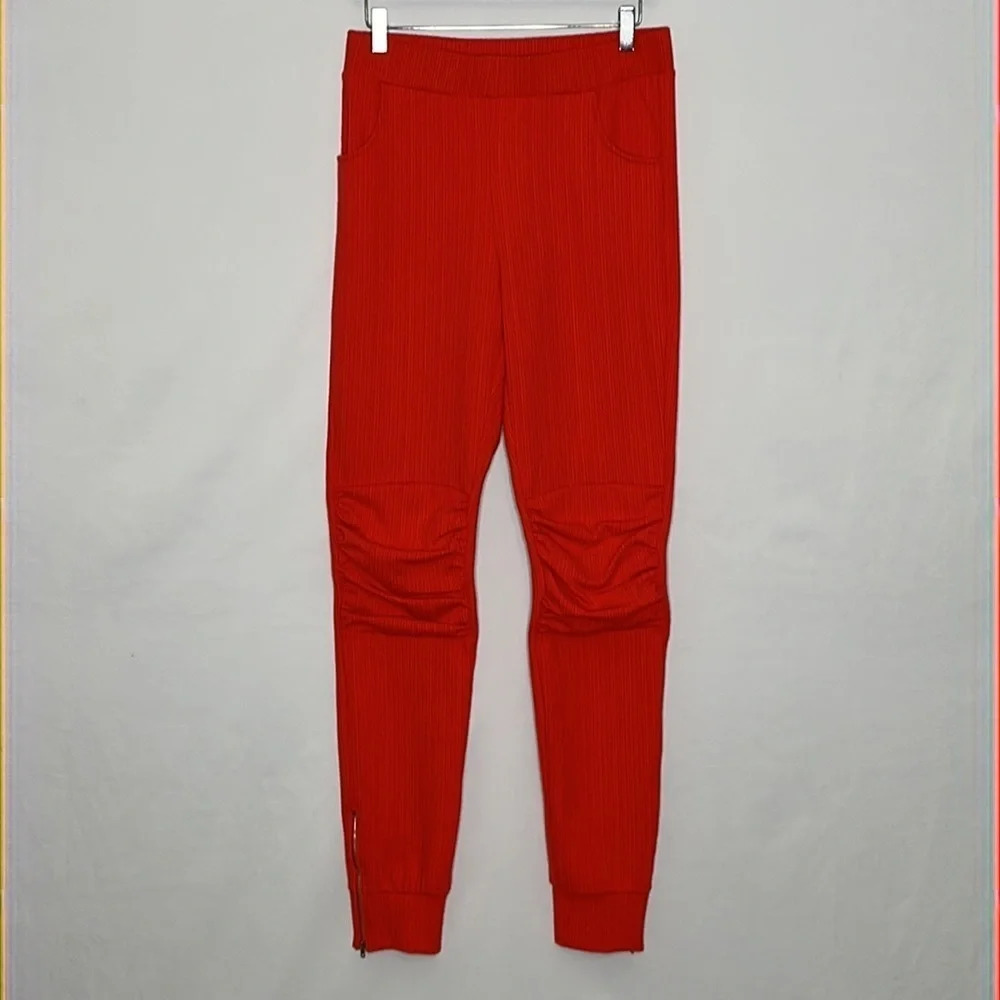 Irregular Exposure Jogger Knit Pants in Red - Size Medium